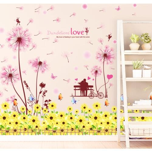 Dandelions Flowers Wall Stickers DIY Gerbera Plants Wall Decals for Living Room Bedroom Kitchen Home Decoration Accessories