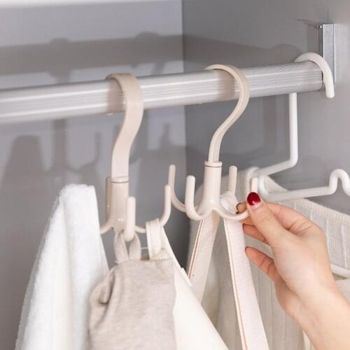 Rotating Hook Plastic Wardrobe Clothes Shoes Multi-function Storage Organizer Four Claws Handbags Cap Towel Rotate Closet Holder