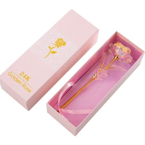 Valentine\s Day Gift Wedding Decor 24K Foil Gold Rose Lasts Forever Love Rose With Pink Packaging USA Drop Shipping