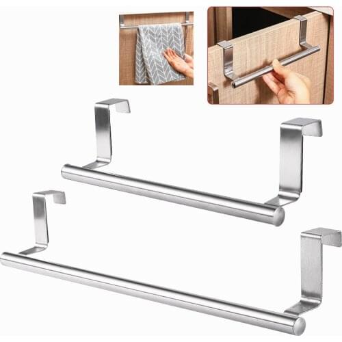 1PC Over Door Towel Stand Rack Storage Stainless Steel Bathroom Kitchen Cupboard Universal Door Hanging Sundries Shelf Organizer