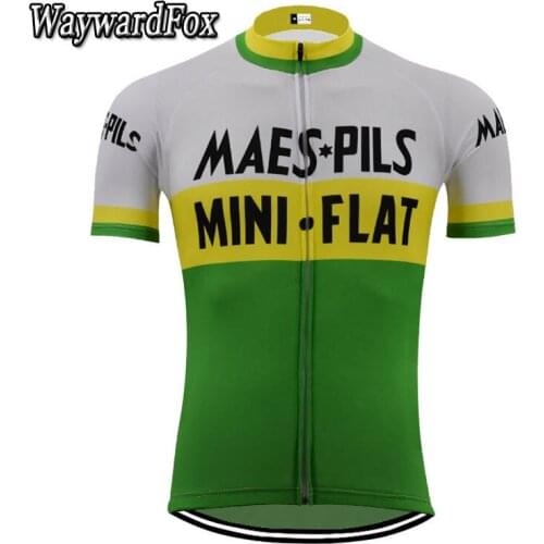 Hot Classic retro white/green/yellow Cycling Jersey Short Sleeve Breathable Mountain Quick-Dry Bicycle Clothes maillot ciclismo