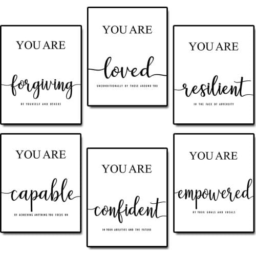 English Famous Sayings Posters and Prints Canvas Painting Black White Inspirational Quotes Minimalist for Living Room Wall Decor