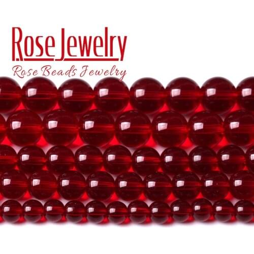 Clear Garnet Crystal Glass Beads Red Glass Round Loose Stone Beads For Jewelry Making Diy Bracelet Accessories 4 6 8 10 12mm 15"