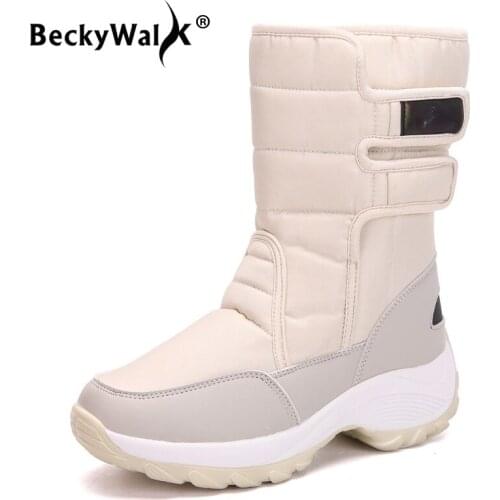 Plus Size 35-42 Winter Boots Women Snow Boots Waterproof High Top Fur Plush Warm Shoes Woman Platform Wedges Botas Mujer WSH3417