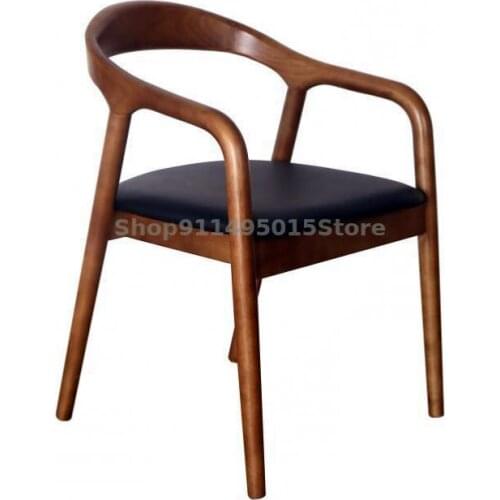 Nordic Solid Wood Backrest Modern Minimalist Home Restaurant Chair Armrest Meeting Hiroshima Kennedy Presidential Chair