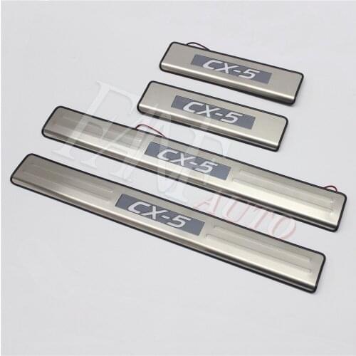 Stainless Steel Led Door Sill Scuff Plate Guard Sills Protector Trim For Mazda CX-5 CX5 2013-2016