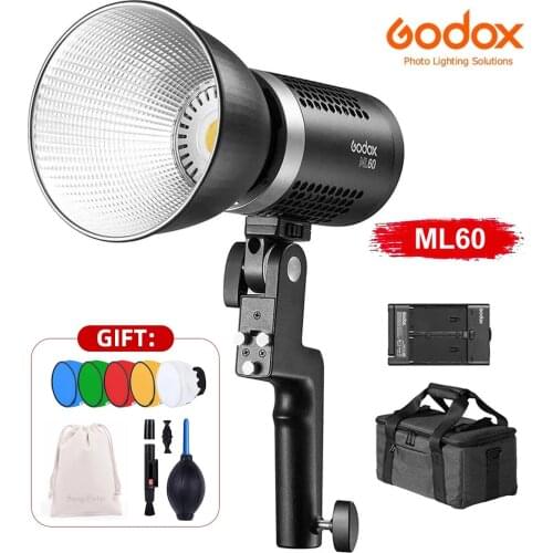 Godox ML60 60W LED Light Silent Mode Video Lighting Brightness Adjustment Support Li-ion with AC Power Supply Outdoor