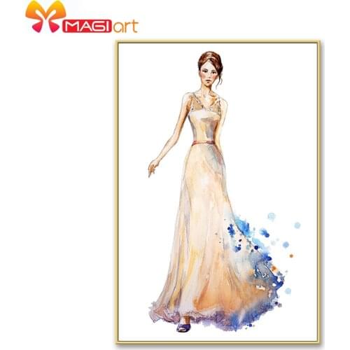 Cross stitch kits Embroidery needlework sets 11CT water soluble canvas patterns 14CT Abstract painting Party dress-NCMP047