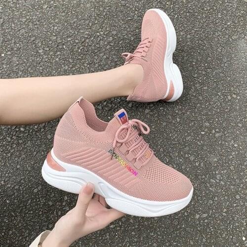 Female Ins 2021 Spring Summer New Sports White Shoes Platform Shoes Mesh Shoes Breathable Women Sneakers Woman Vulcanize Shoes