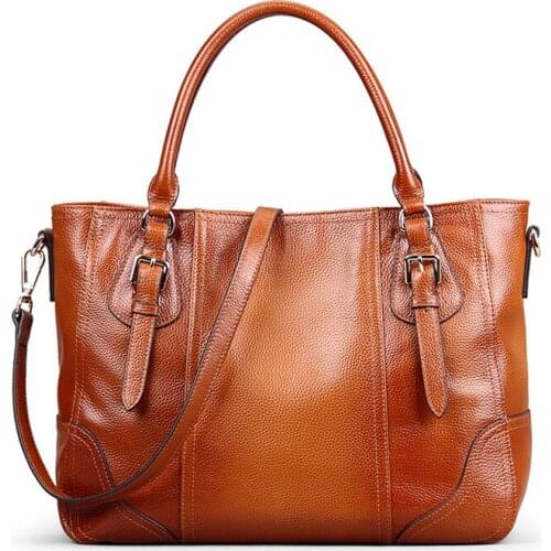 Women Handbags Big Casual Totes Gradient Color Genuine Leather Bags Luxury Designer High Quailty Solid Crossbody Top-Handle Bags