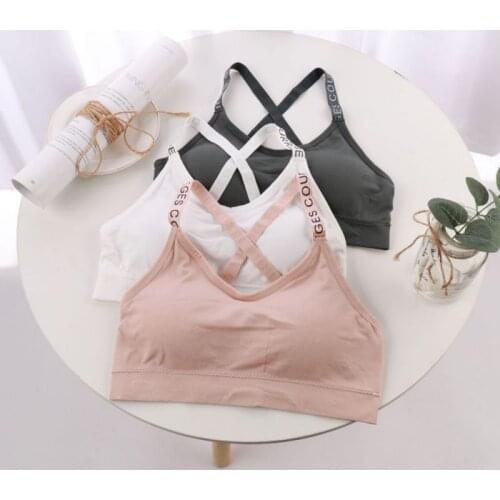 Ladies Seamless English Letters Wrapped Chest Beautiful Back Sports Vest Fine Shoulder Bra