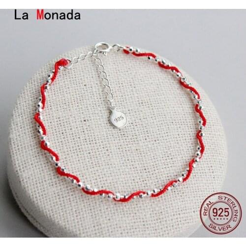 La Monada Bead Bracelets For Women Silver 925 Sterling Red Thread For Hand String Rope Fine Silver 925 Jewelry Bracelet Chain