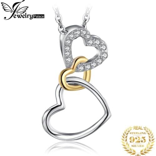 JPalace Heart 925 Silver Pendant Necklace 925 Sterling Silver Choker Statement Necklace Women Silver 925 Jewelry No Chain