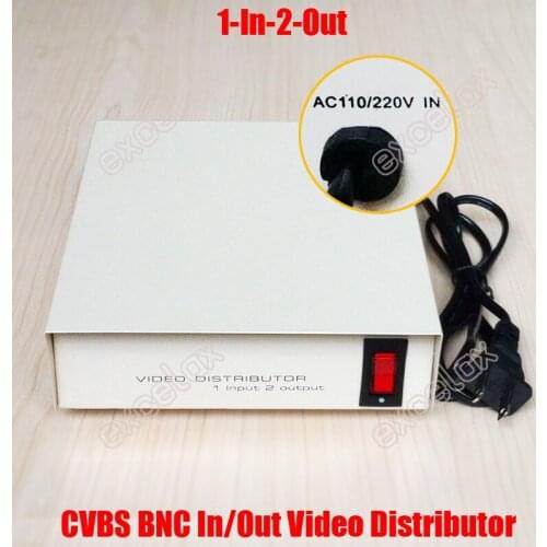 1 In 2 Out Composite CVBS BNC Connector Video Distributor AC110V 220V Signal Gain CCTV Security DVR System 1-2CH Video Splitter
