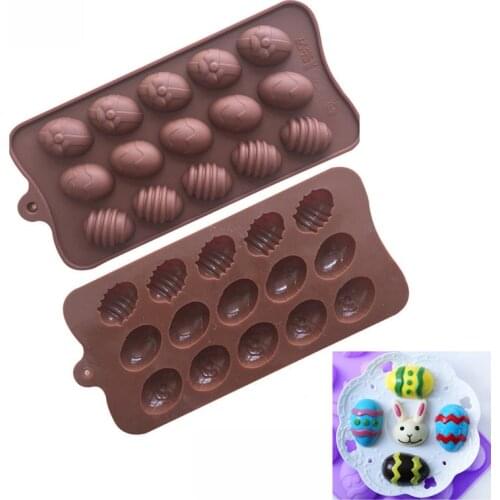 15 Cavity Easter Eggs Shaped Bakeware 23*10cm Mould Soap Form Candy Bar Cake Decorating Molds 3D Fondant for Christmas Gift