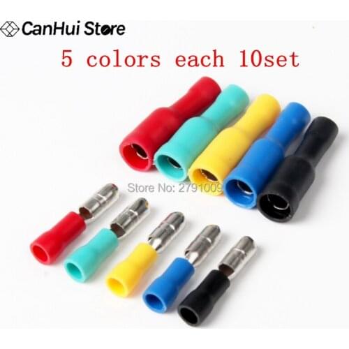 20/50Sets Female / Male Bullet Butt Connector Wire Crimp Terminals Insulated Bullet Terminals 5 Colors MPD1.25-156 FRD1-156