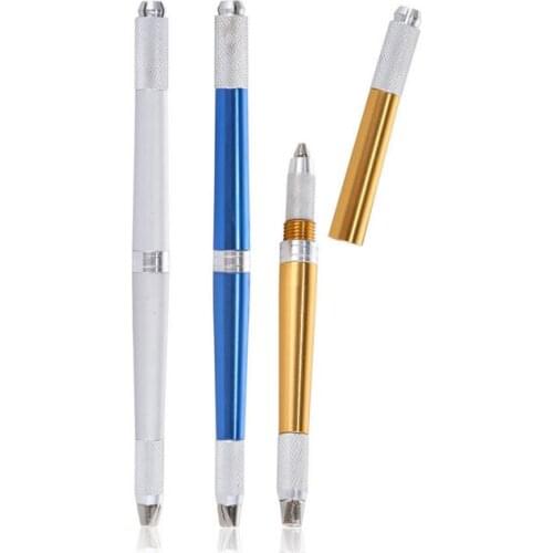 30pcs Eyebrow Microblading Pen Permanent Makeup Lips Embroidery Machine Manual Tattoo Needles 3 Head for Use Different Needles