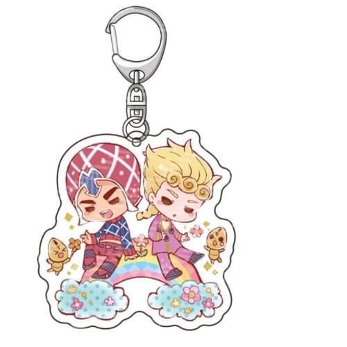 JOJOs Bizarre Adventure Golden wind Kujo Giorno Giovanna Anime Acrylic Figure pendant keychain Keyring Collection Model Toy