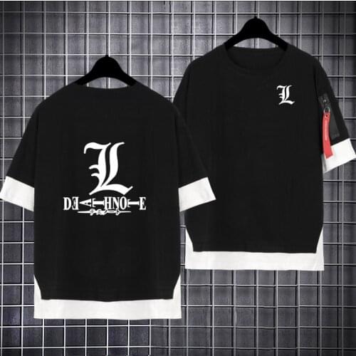 Anime Death Note KIRA Loose T shirt Killer Yagami Light Cosplay Fake Two-piece t-shirt summer tshirt oversize tops tees
