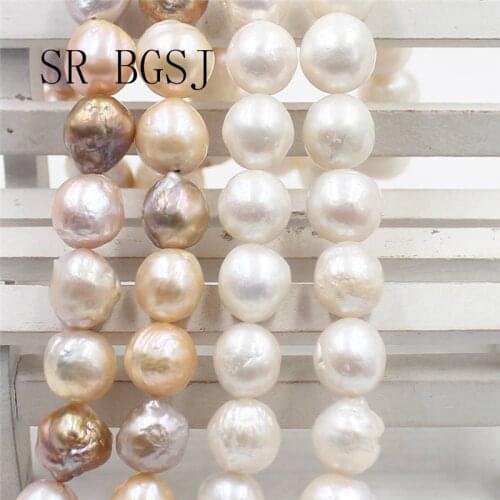 Free Shipping 11-12mm White/ Mixed Colors Natural Round Freshwater Pearl Loose Beads Strand 15"