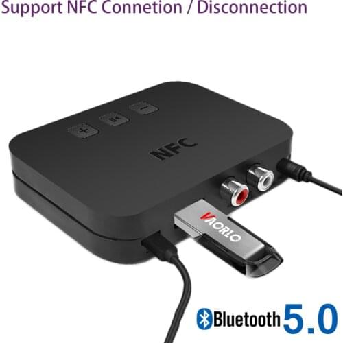 Wireless Bluetooth 5.0 Receiver Audio Transmission Stereo Music Support U Disk NFC Connect With RCA 3.5 AUX Jack Adapter