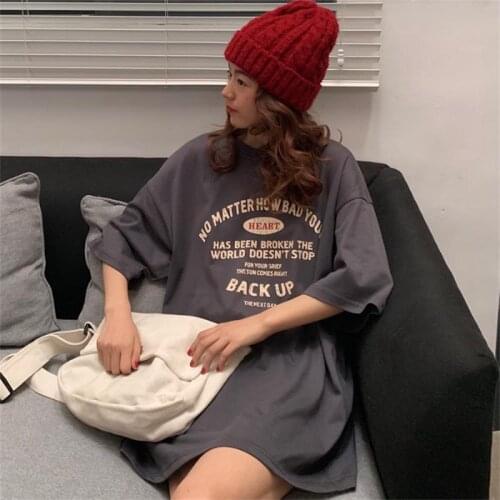 Womens T-shirts Tops Japanese Kawaii Ladies Ulzzang Loose Casual Letter Print T-shirt Female Korean Harajuku Clothes For Women