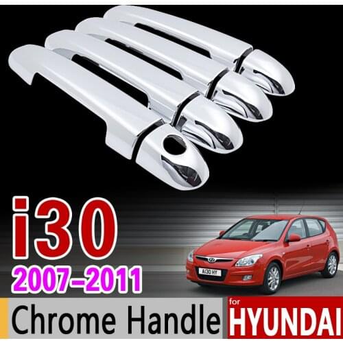 For Hyundai i30 2007 - 2011 FD Chrome Door Handle Cover Trim Set 2008 2009 2010 Never Rust Car Accessories Stickers Car Styling