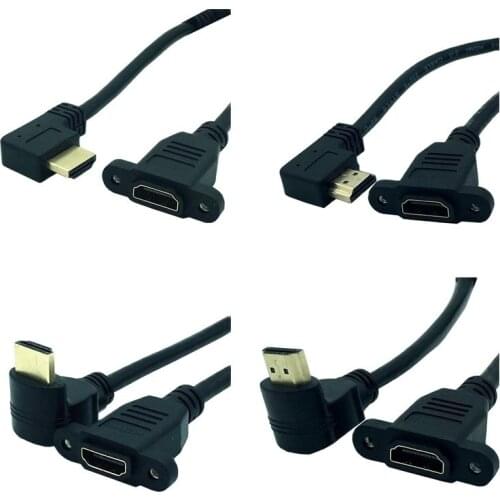 HD 2.0V Right Angle Cable Right Left Up Down HD Male To Female Panel Mount With Screw 4K*2k 60Hz HDMI-compatible Extension Cable