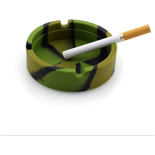 Camouflage Ashtray Portable Silicone Rubber Ashtray Soft Round Ecological Holder Heat Resistant Tray Container