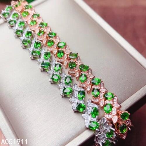 KJJEAXCMY fine jewelry natural Diopside 925 sterling silver new women hand bracelet support test fashion