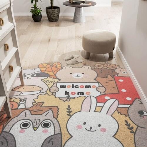 Cartoon animal carnival Entrance hall carpet PVC wire loop mat Door mat Living room floor Childrens mat bathroom non-slip rug