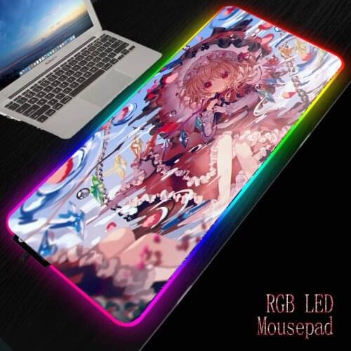 Japanese Anime Girl RGB Mouse Pad Large Mouse Mat Big Computer Mousepad Led Backlight XXL Surface Mause Pad Keyboard Desk Mat