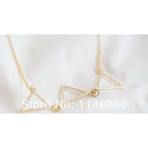 Fashion Gold Personalized geometric triad triangles necklace Jewelry
