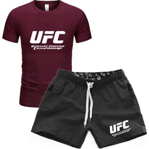 2021 New Brand BJJ Boxing 2 Pieces Men Sets Male Men Clothing Sportswear Set Fitness Summer Print Men Shorts T shirt Mens Suit