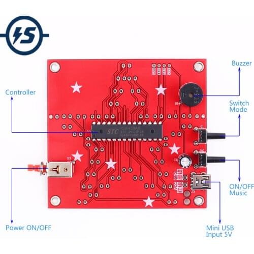 DIY Kit Pentagram RGB LED Music Colorful Flashing Light Five-Pointed Star Suite Colorful Music Star MCU Electronic DIY Welding