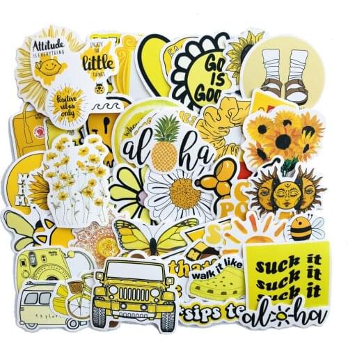 50PCS Cartoon Yellow INS Style Anime DIY Stickers Waterproof For Laptop Skateboard Luggage Refrigerator Notebook Laptop Sticker