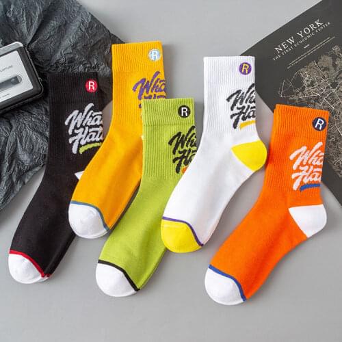 2021 New Fashion Mens Socks Soft Combed Cotton Comforable Elasticity Breathable Women Long Socks Casual All-Match Trend Style