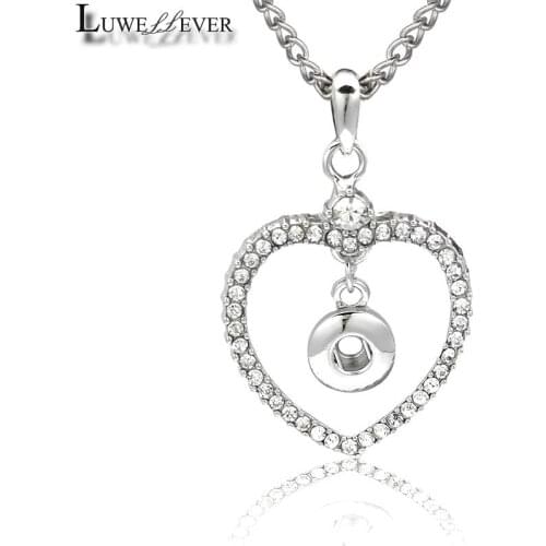 New Heart Pendant Interchangeable Ginger Necklace 123 Fit 12mm Snap Button Charm Jewelry For Women Gift
