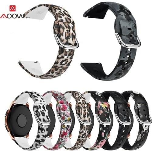 Silicone Flower Printed Watchband for Gear S2 Samsung Galaxy Watch 42mm Active 2 Strap Band Bracelet for Huami Amazfit bip 20mm