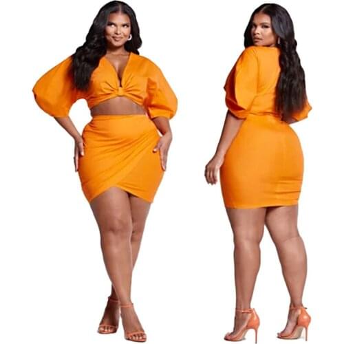 Sexy Two Piece Set 2021 Autumn Button Long Sleeve Crop Top Shirt+Mini Bodycon Skirts Casual Women Party Tracksuits Outfits