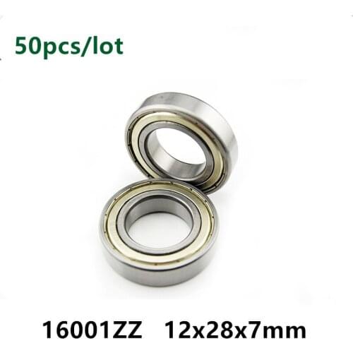 50pcs/lot 16001ZZ shielded thin wall deep groove ball bearing 16001 16001Z -2Z 12x28x7 mm