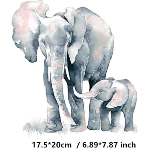 Cute Elephant Mom kid Iron on Heat Transfer Printing Patches Sticker Washable For T-shirts Clothing DIY Stickers Appliques 2019