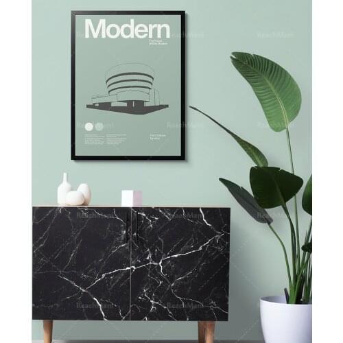 Modern poster modernism minimal graphic architecture Guggenheim Museum Frank Lloyd Wright
