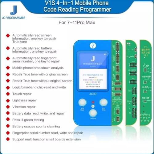 JC V1S Ture Tone Programmer for iPhone 7-11 Pro Max data read & write for truetone/lightness/touch/battery/fingerprint repair