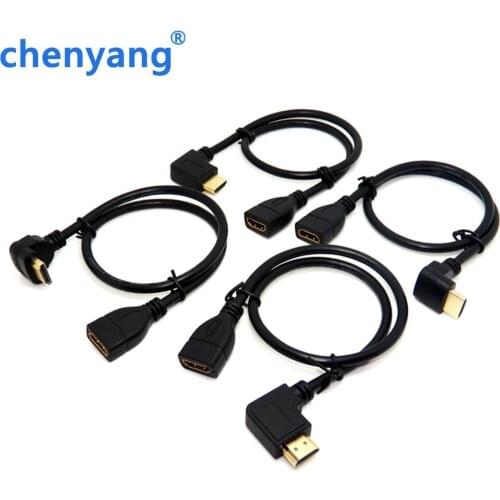 Up & Down & Right & Left Angled 90 Degree Connector HDMI 1.4 with Ethernet & 3D Type A male to A female Extension Cable 0.5m