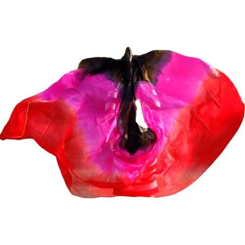 High quality 100% Silk dance veils handmade dyed natural silk belly dance veil black+rose+red colors 250x114cm dance accessories
