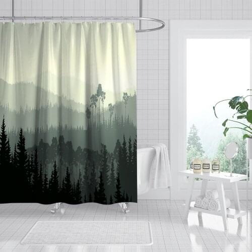 Nordic style natural landscape dusk woods shower curtain windproof bathroom layout home decoration