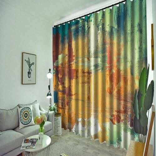 Painting curtains 3d curtains new bay window balcony thickened windshield blackout curtains