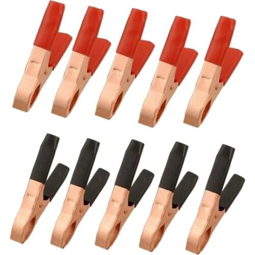 30A Red+Black Crocodile Car Battery Clip Polishing Electroplating Copper Cables Alligator for Connector Plug PowerTester Tool