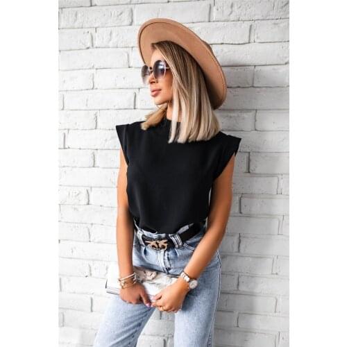 Women Plus Size T-shirts, Summer Loose Tops, Solid Color Casual O-neck Elegant Basic Sleeveless T-shirts